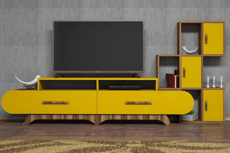 Hovdane TV-Möbelset 205 cm, Brun/Gul