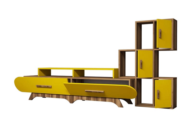 Hovdane TV-Möbelset 205 cm - Brun/Gul - Möbler - Vardagsrum - Tv-möbler & mediamöbler - Tv-möbelset