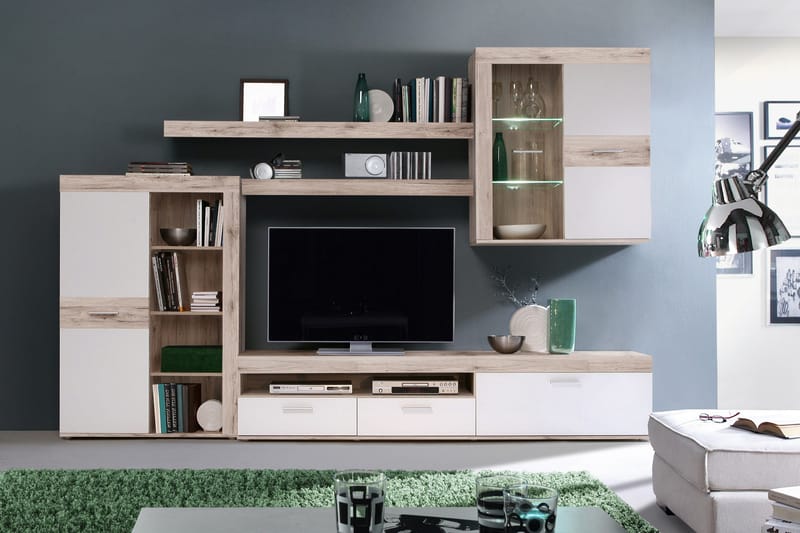 KALCHEVA Garderob 34x54 cm Brun/Vit - Möbler - Vardagsrum - Tv-möbler & mediamöbler - Tv-möbelset