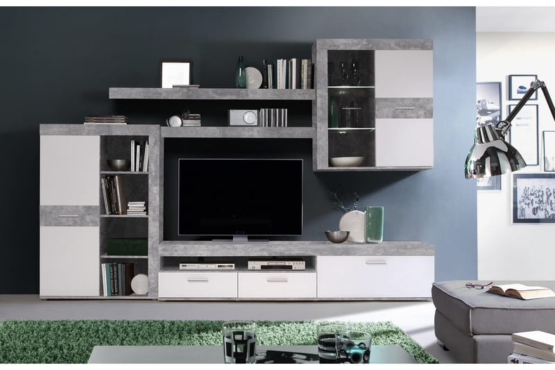 KALCHEVA Hallmöbelset 34x94 cm Vit/Grå - Möbler - Vardagsrum - Tv-möbler & mediamöbler - Tv-möbelset