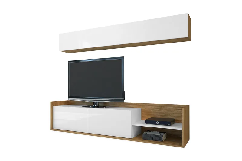 Kaletea Mediaförvaring - Vit/Teak - Möbler - Vardagsrum - Tv-möbler & mediamöbler - Tv-möbelset