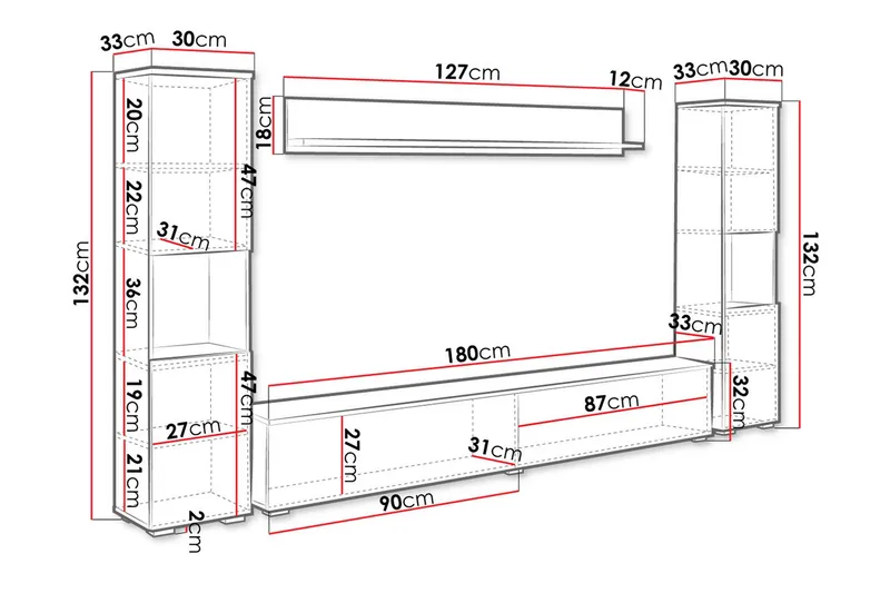 Kanehira Tv-möbelset - Natur/Vit - Möbler - Vardagsrum - Tv-möbler & mediamöbler - Tv-möbelset