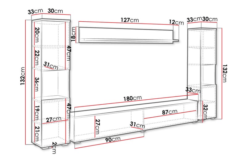 Kanehira Tv-möbelset - Natur/Vit - Möbler - Vardagsrum - Tv-möbler & mediamöbler - Tv-möbelset
