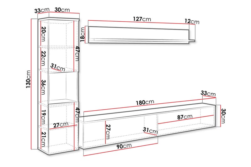 Kanehiro Tv-möbelset - Natur/Vit - Möbler - Vardagsrum - Tv-möbler & mediamöbler - Tv-möbelset