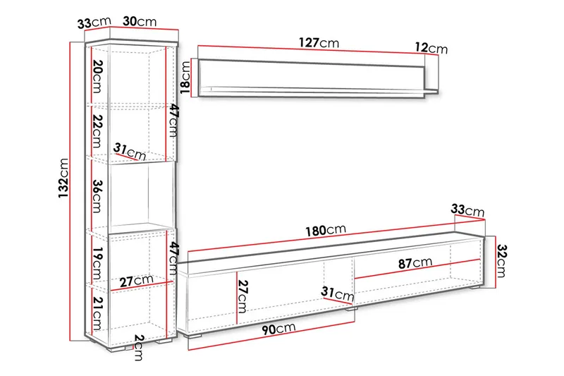 Kanehiro Tv-möbelset - Natur/Vit - Möbler - Vardagsrum - Tv-möbler & mediamöbler - Tv-möbelset