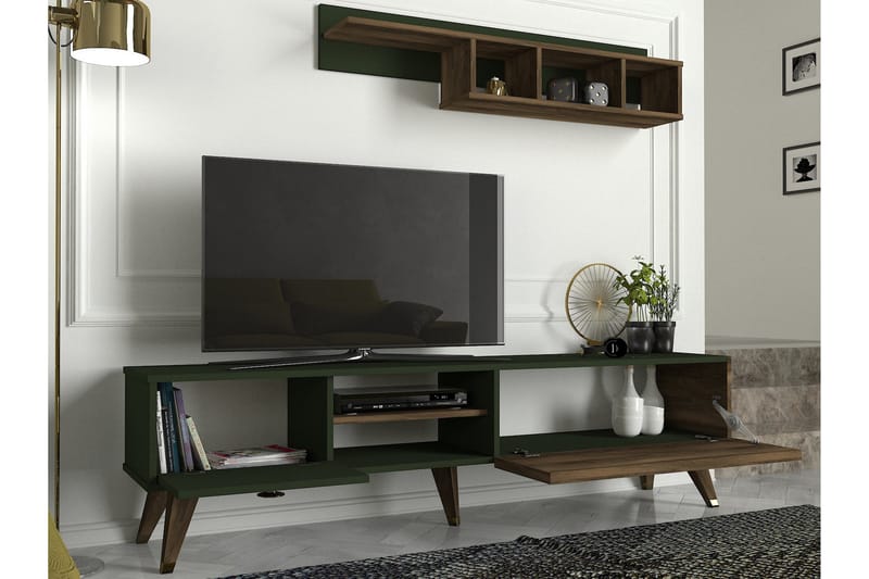 KYRKEBERG TV-Möbelset 180 cm Brun/Grön - Tv-möbelset