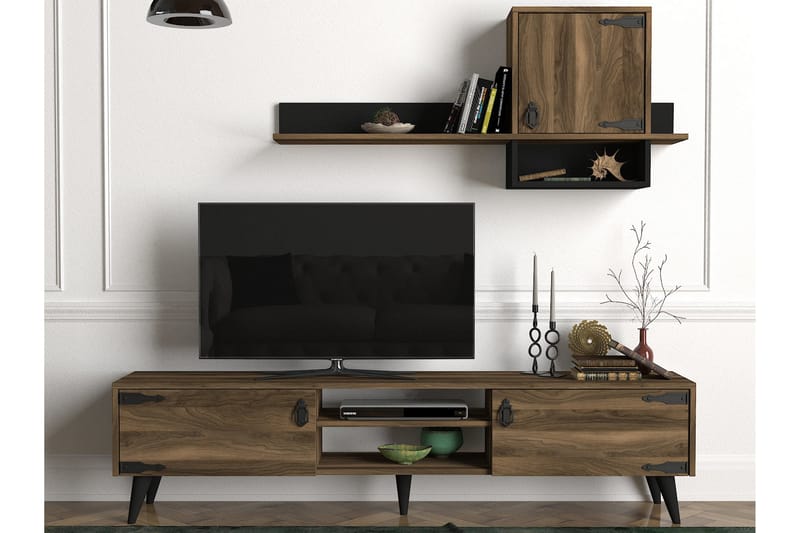 KYRKEBERG TV-Möbelset 180 cm Brun/Svart - Tv-möbelset