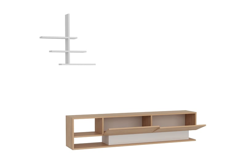 LALINE Tv-bänk Vit/Teak - Vit/Teak - Möbler - Vardagsrum - Tv-möbler & mediamöbler - Tv-möbelset