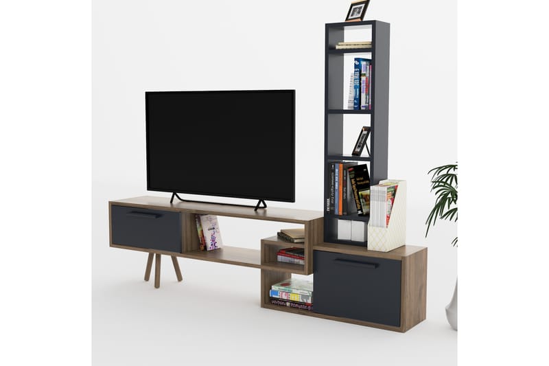 LOGGY Tv-möbelset 167 cm Antracit/Mörkbrun/Svart - Tv-möbelset