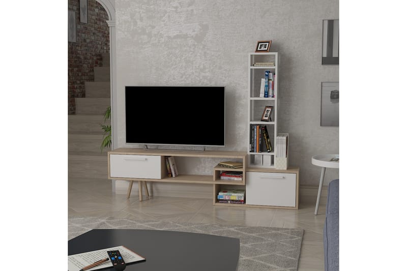 LOGGY Tv-möbelset 167 cm Vit/Natur/Brun - Tv-möbelset