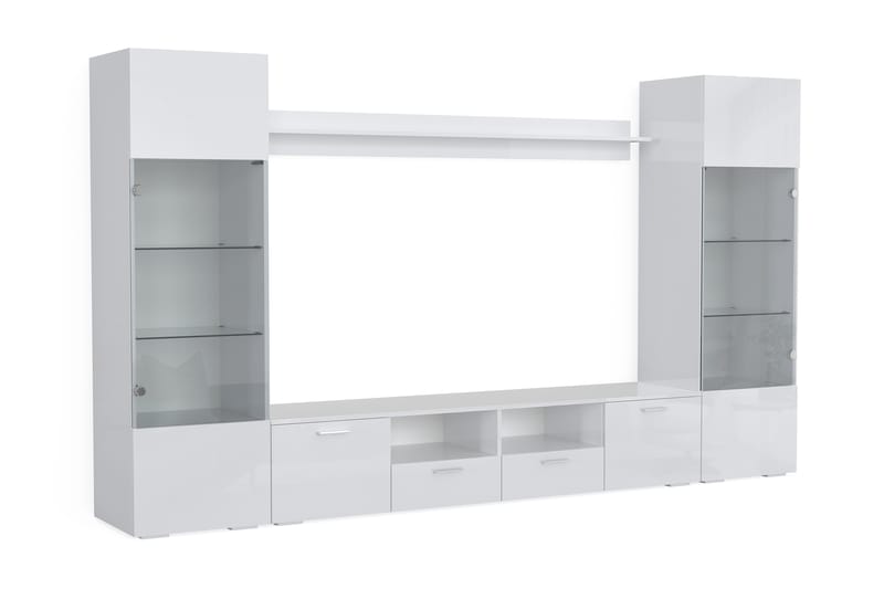 LOUBCRY Tv-Möbelset 41x260 cm Glas/Vit - Tv-möbelset