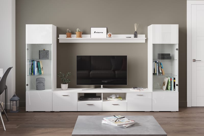 LOUBCRY Tv-Möbelset 41x260 cm Glas/Vit - Tv-möbelset