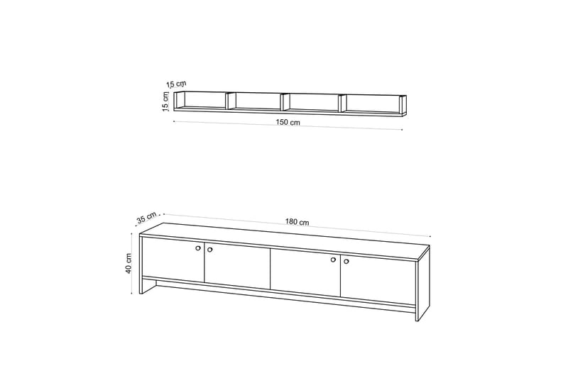 LUBIARA Tv-möbelset 180 cm Natur/Brun - Tv-möbelset