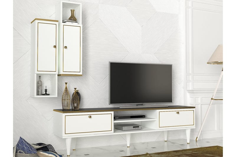 LURKER TV-Möbelset 180 cm Vit/Guld/Svart - Tv-möbelset