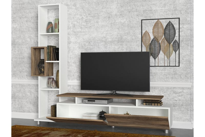 MARYLOUISE Tv-bänk Vit/Valnöt - Vit/Valnöt - Möbler - Vardagsrum - Tv-möbler & mediamöbler - Tv-möbelset