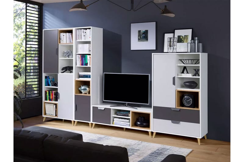 Meiko Tv-möbelset 120 cm Vit/Grå - Vit|Grå - Möbler - Vardagsrum - Tv-möbler & mediamöbler - Tv-möbelset
