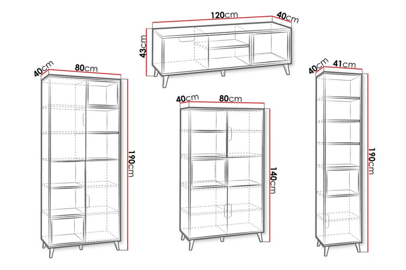 Meiko Tv-möbelset 120 cm Vit/Grå - Vit|Grå - Tv-möbelset