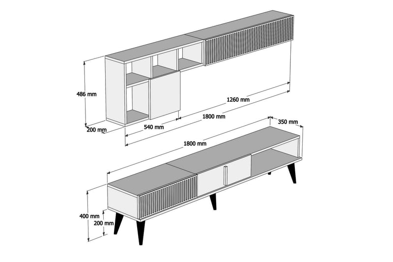 MIECZNIKOWSKI TV-Möbelset 180 cm Valnöt/Vit - Möbler - Vardagsrum - Tv-möbler & mediamöbler - Tv-möbelset