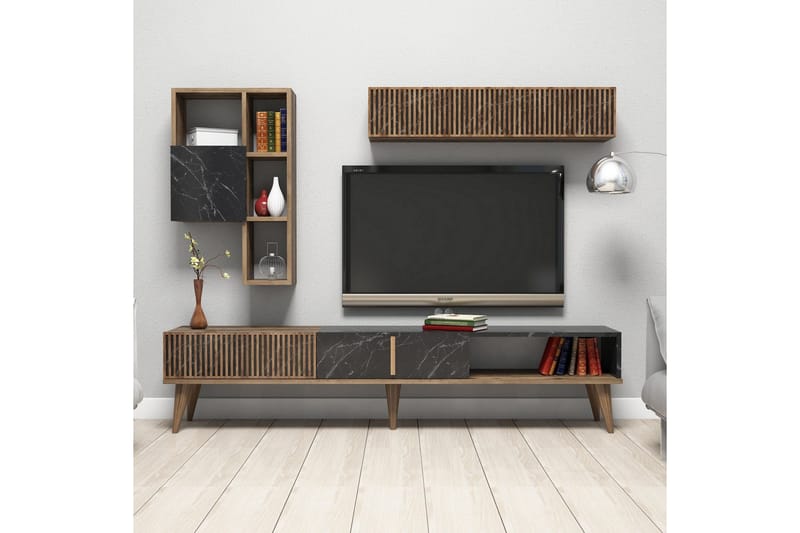 Millay TV-Möbelset 180 cm - Valnöt/Svart - Möbler - Vardagsrum - Tv-möbler & mediamöbler - Tv-möbelset