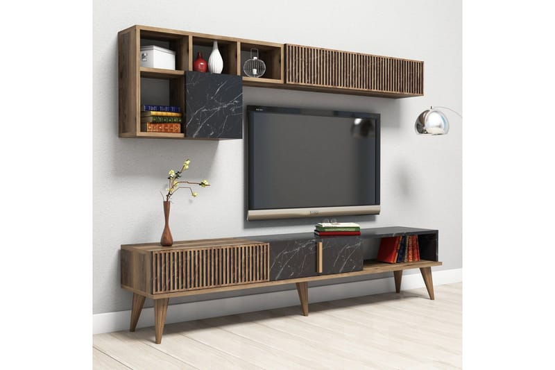 Millay TV-Möbelset 180 cm - Valnöt/Svart - Möbler - Vardagsrum - Tv-möbler & mediamöbler - Tv-möbelset