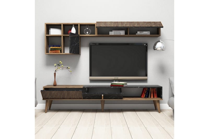 Millay TV-Möbelset 180 cm - Valnöt/Svart - Möbler - Vardagsrum - Tv-möbler & mediamöbler - Tv-möbelset