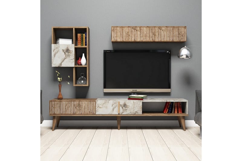 Millay TV-Möbelset 180 cm, Valnöt/Vit
