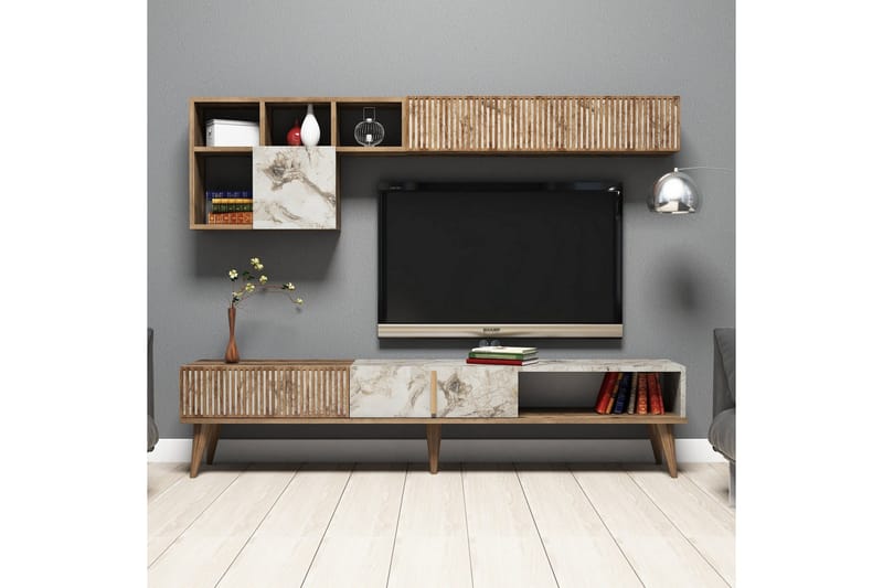 Millay TV-Möbelset 180 cm - Valnöt/Vit - Möbler - Vardagsrum - Tv-möbler & mediamöbler - Tv-möbelset