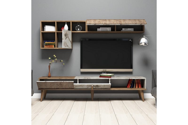 Millay TV-Möbelset 180 cm - Valnöt/Vit - Möbler - Vardagsrum - Tv-möbler & mediamöbler - Tv-möbelset