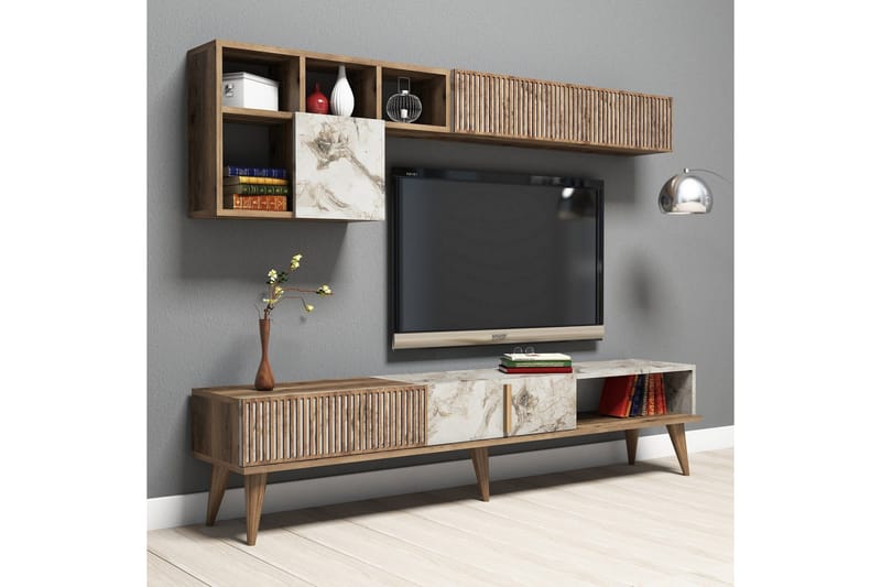 Millay TV-Möbelset 180 cm - Valnöt/Vit - Möbler - Vardagsrum - Tv-möbler & mediamöbler - Tv-möbelset