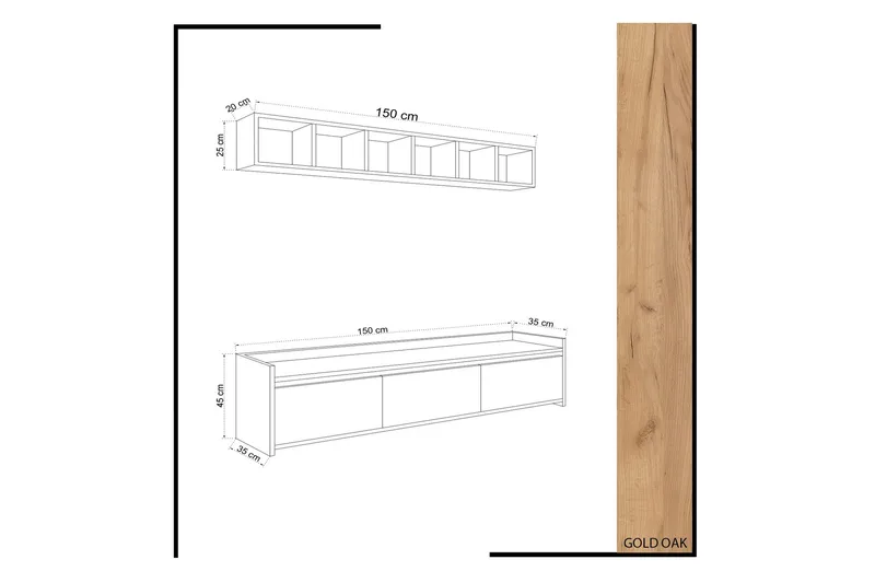 Mod Design Hallförvaring - Trä/Vit - Möbler - Vardagsrum - Tv-möbler & mediamöbler - Tv-möbelset