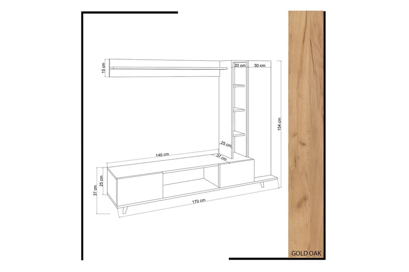 Mod Design Mediaförvaring - Trä/Vit - Möbler - Vardagsrum - Tv-möbler & mediamöbler - Tv-möbelset