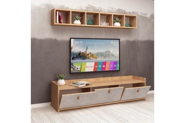 Mod Design Tv-bänk med Vägghylla - Grå/Trä - Möbler - Vardagsrum - Tv-möbler & mediamöbler - Tv-möbelset