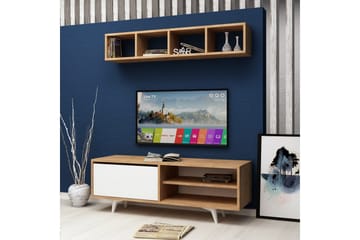 Mod Design Tv-bänk med Vägghylla - Trä/Vit - Möbler - Vardagsrum - Tv-möbler & mediamöbler - Tv-möbelset