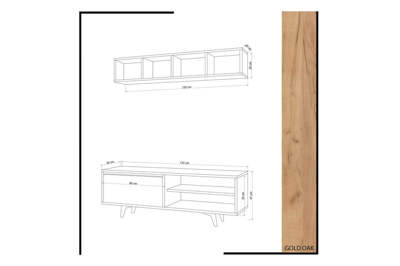 Mod Design Tv-bänk med Vägghylla - Trä/Vit - Möbler - Vardagsrum - Tv-möbler & mediamöbler - Tv-möbelset