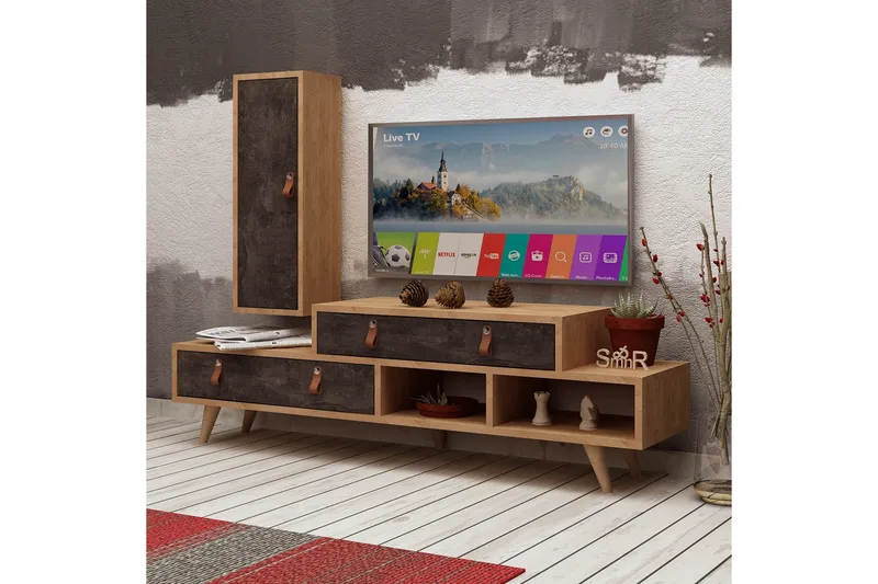 Mod Design Tv-bänk/Skåp - Grå/Trä - Möbler - Vardagsrum - Tv-möbler & mediamöbler - Tv-möbelset