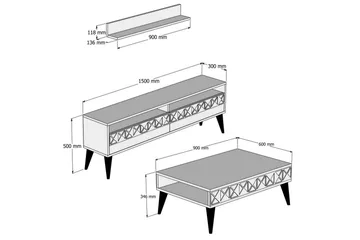 Muennink Vardagsrumsset 150 cm - Ek - Möbler - Vardagsrum - Tv-möbler & mediamöbler - Tv-möbelset