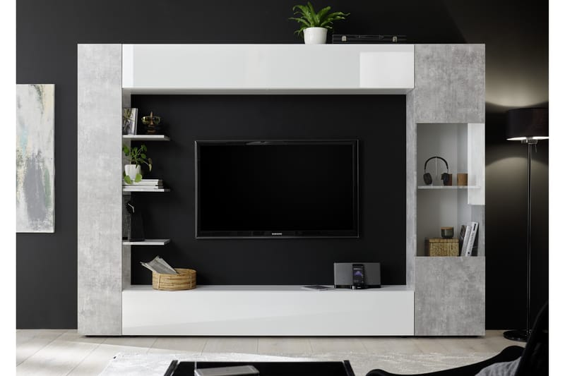 MURELLA Väggkombination 295 Vit/Grå - Möbler - Vardagsrum - Tv-möbler & mediamöbler - Tv-möbelset