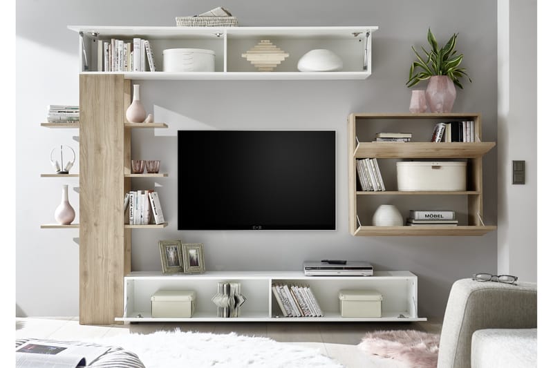 MURELLA Väggkombination 295 Vit/Trä/Natur - Möbler - Vardagsrum - Tv-möbler & mediamöbler - Tv-möbelset