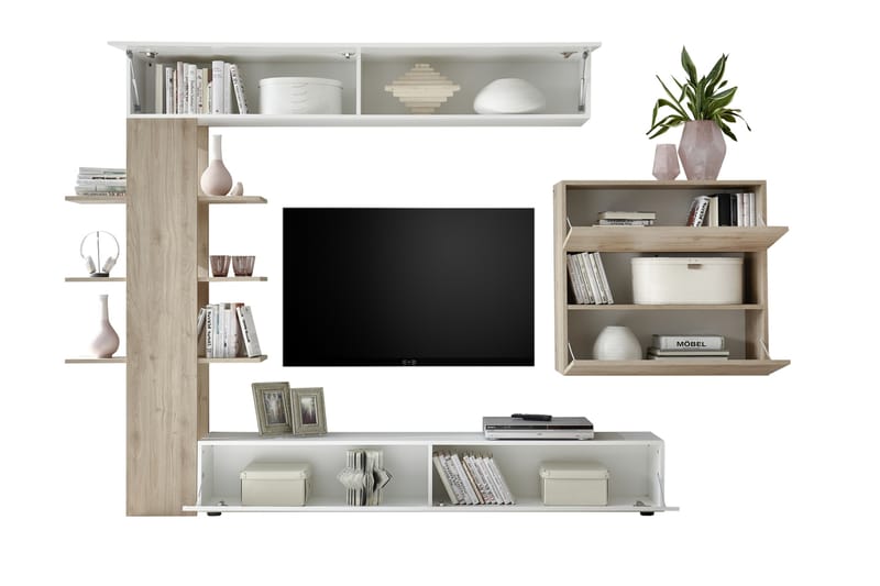 MURELLA Väggkombination 295 Vit/Trä/Natur - Möbler - Vardagsrum - Tv-möbler & mediamöbler - Tv-möbelset
