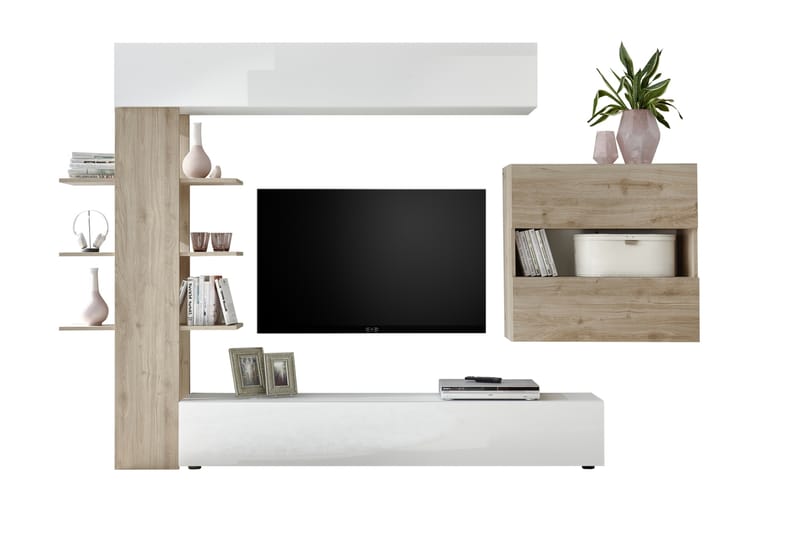 MURELLA Väggkombination 295 Vit/Trä/Natur - Möbler - Vardagsrum - Tv-möbler & mediamöbler - Tv-möbelset