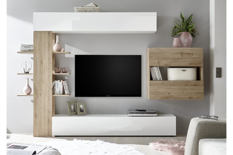 MURELLA Väggkombination 295 Vit/Trä/Natur - Möbler - Vardagsrum - Tv-möbler & mediamöbler - Tv-möbelset