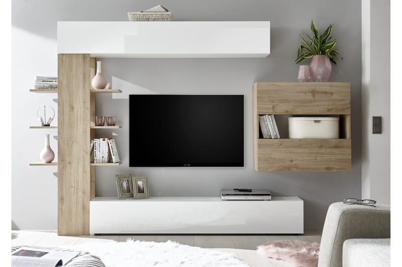 MURELLA Väggkombination 295 Vit/Trä/Natur - Möbler - Vardagsrum - Tv-möbler & mediamöbler - Tv-möbelset
