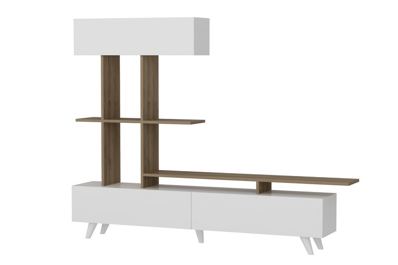 MYRLE Mediaförvaring Vit/Valnöt - Vit/Valnöt - Möbler - Vardagsrum - Tv-möbler & mediamöbler - Tv-möbelset