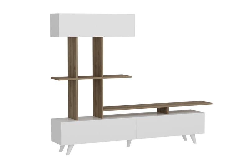 MYRLE Mediaförvaring Vit/Valnöt - Vit/Valnöt - Möbler - Vardagsrum - Tv-möbler & mediamöbler - Tv-möbelset