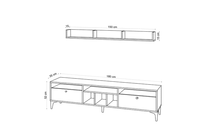 NAKAWA Tv-möbelset 180 cm Natur/Svart - Möbler - Vardagsrum - Tv-möbler & mediamöbler - Tv-möbelset