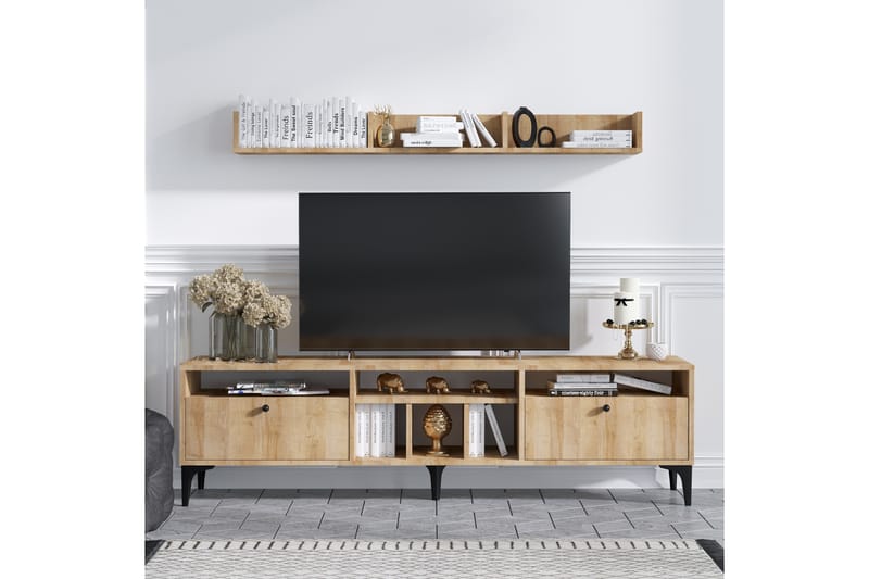 NAKAWA Tv-möbelset 180 cm Natur/Svart - Möbler - Vardagsrum - Tv-möbler & mediamöbler - Tv-möbelset