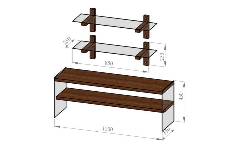 Netherlee TV-Möbelset 45 cm - Valnöt - Möbler - Vardagsrum - Tv-möbler & mediamöbler - Tv-möbelset