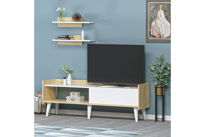 OBURUS Tv-möbelset 150x50,4 cm Vit - Tv-möbelset