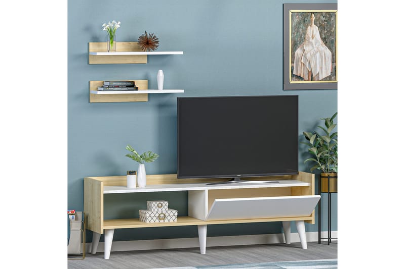 OBURUS Tv-möbelset 150x50,4 cm Vit - Tv-möbelset