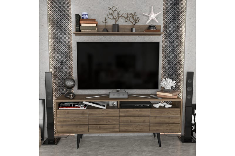 OBURUS Tv-möbelset 160x64,5 cm Brun - Möbler - Vardagsrum - Tv-möbler & mediamöbler - Tv-möbelset